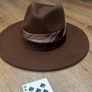 Brown Rancher Hat with personalized hat band.
